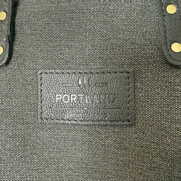 New Portland Leather Goods Big Big Tote Grey Black Canvas Leather RARE HTF - Picture 4 of 6